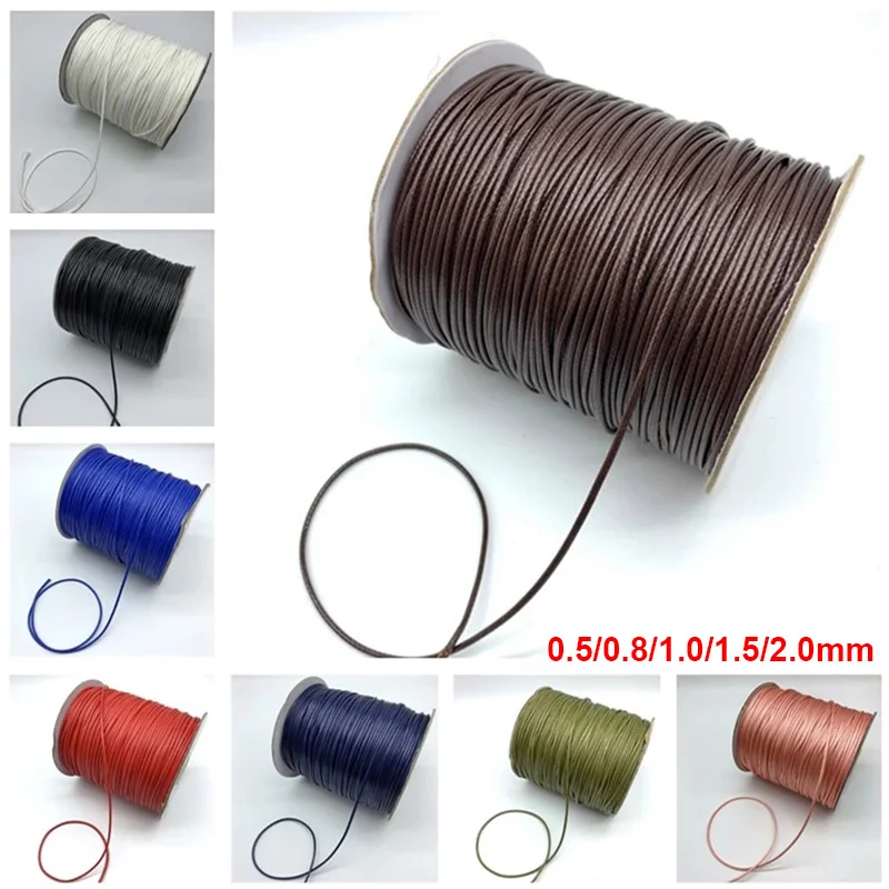 

0.5/0.8/1.0/1.5/2.0mm Colorful Waxed Cotton Cord Thread Cord String Strap Necklace Rope for Jewelry Making for Bracelet