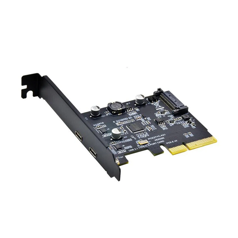 Asmedia Asm3142 용 Usb3.1 C타입 듀얼 벅 확장 카드, 듀얼 C타입 포지티브 및 리버스 플러그, 10Gbps