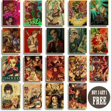 

NEW！Demon Slayer Kimetsu No Yaiba Anime Retro Poster Art Wall Painting Kraft Paper Printing for Modern Living Room Home Decor