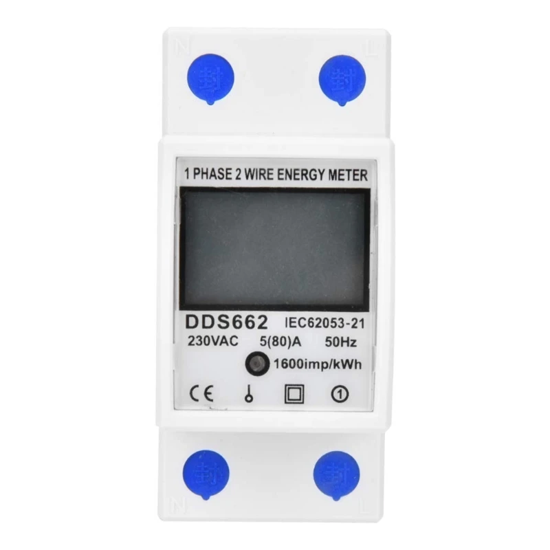 

E5BE Digital Single Phase Energy Meter Tester Electricity Usage Monitors AC230V 80A Ampermeter Power Voltmeter