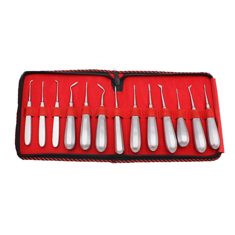 

Dental Elevator Set 13pcs/set Teeth Extraction Tooth Extracting Forceps Stainless Steel Curved Root Lift Elevator dentist tools