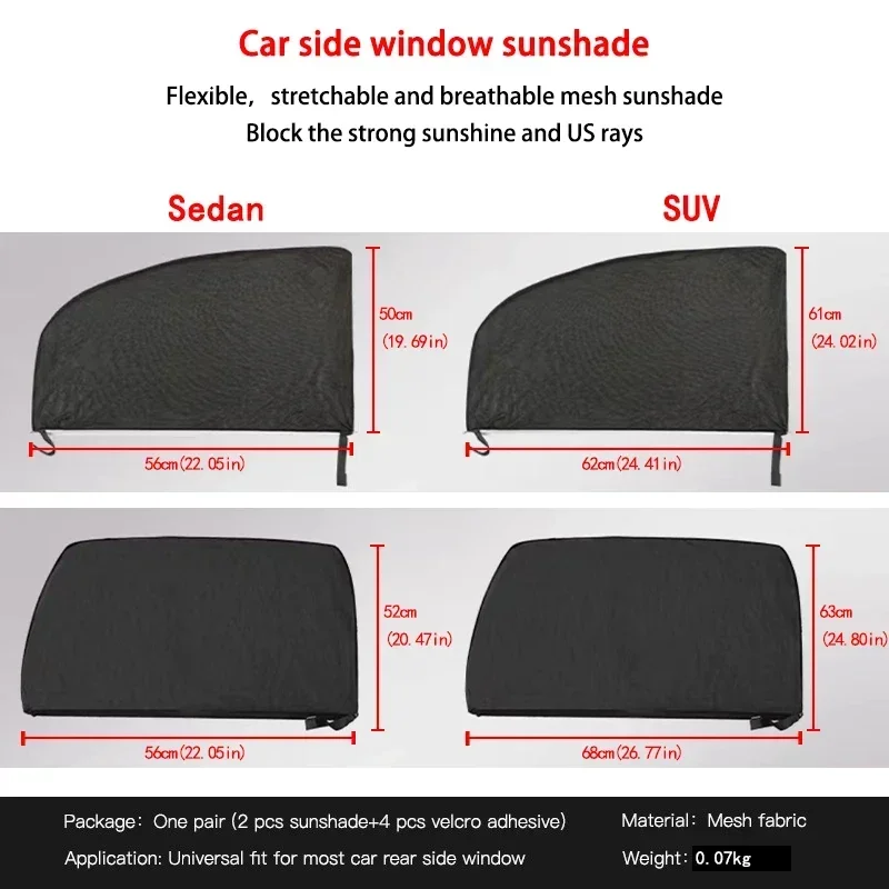 2pcs Side Window Sunshade Mesh Car Styling Accessories Sun Shade Auto UV Protect Curtain Sun Visor Protection Car Accessories