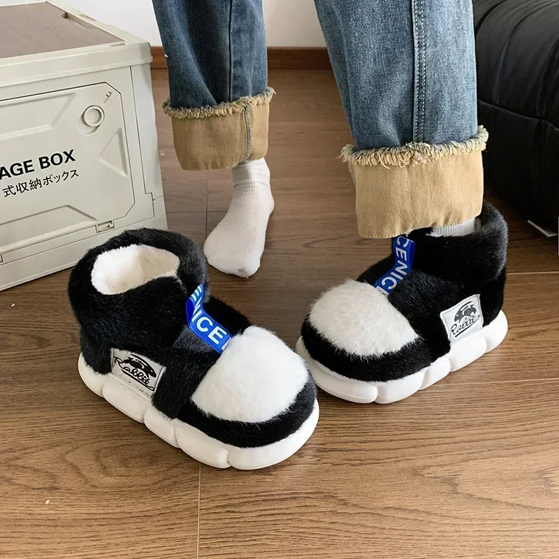 Rabbit Cotton Slippers Women Winter Warm Shoes Plush Lining Indoor Slipper Couple Platform High Top Snow Boots Male Home Slipper 4