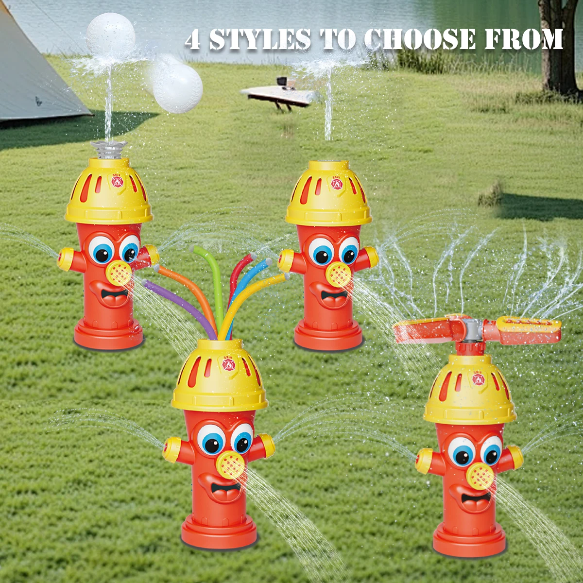 소화전 스프링클러 장난감, 잔디 정원 야외 물 분사 여름 놀이터 장난감 어린이용 인터랙티브 회전 스프링클러 장난감
