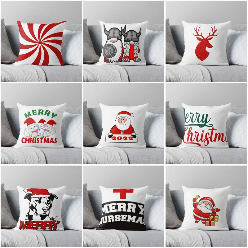 

Merry Christmas Decorative Home pillow case Cushion covers autumn 45X45cm nordic white 60x60cm Modern Living Room sofa House bed
