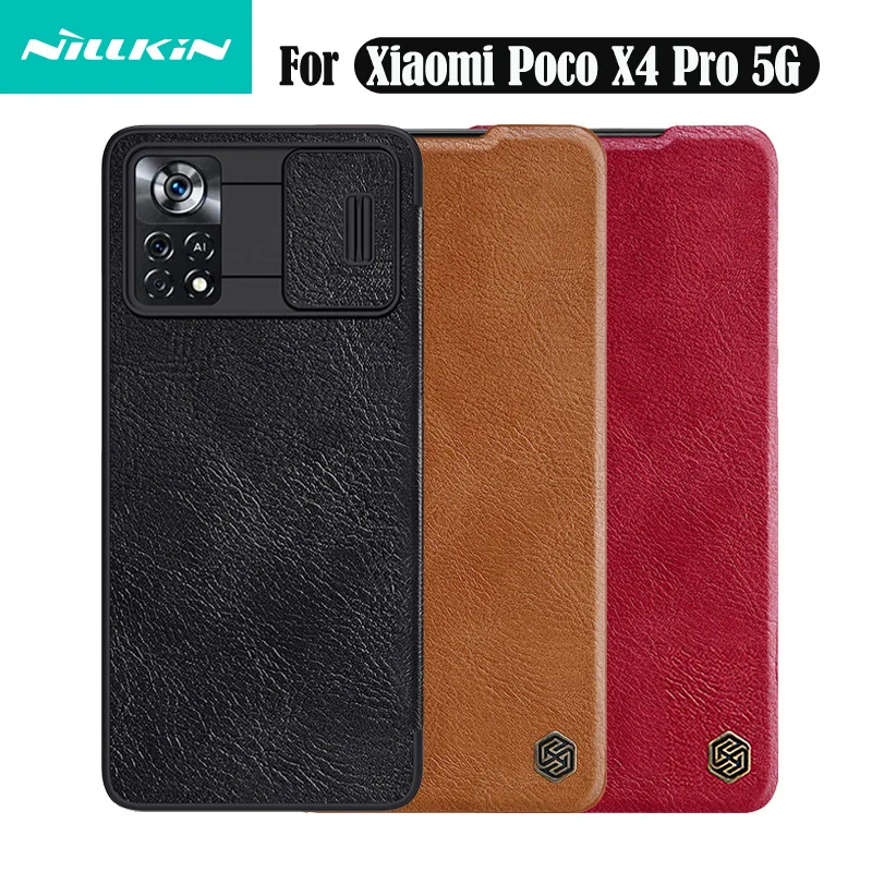 

Flip Case For Xiaomi Poco X4 Pro 5G Nillkin QIN Leather Flip Cover Slide Camera Protection Phone Bags For Poco X4 Pro Book Case