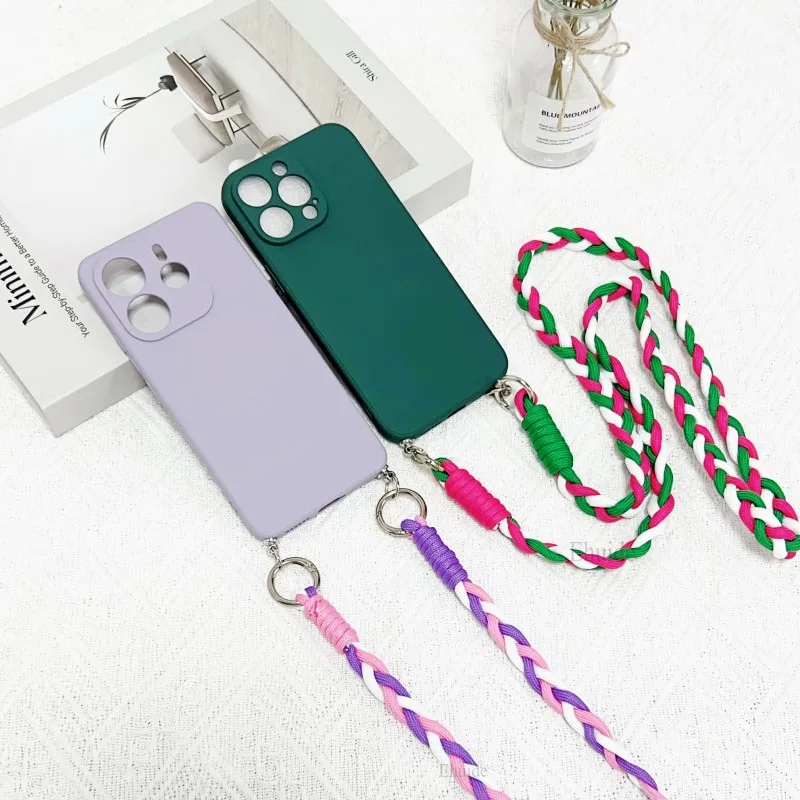 Crossbody Lanyard Case with Necklace Soft Silicone Braid Strap Cover
