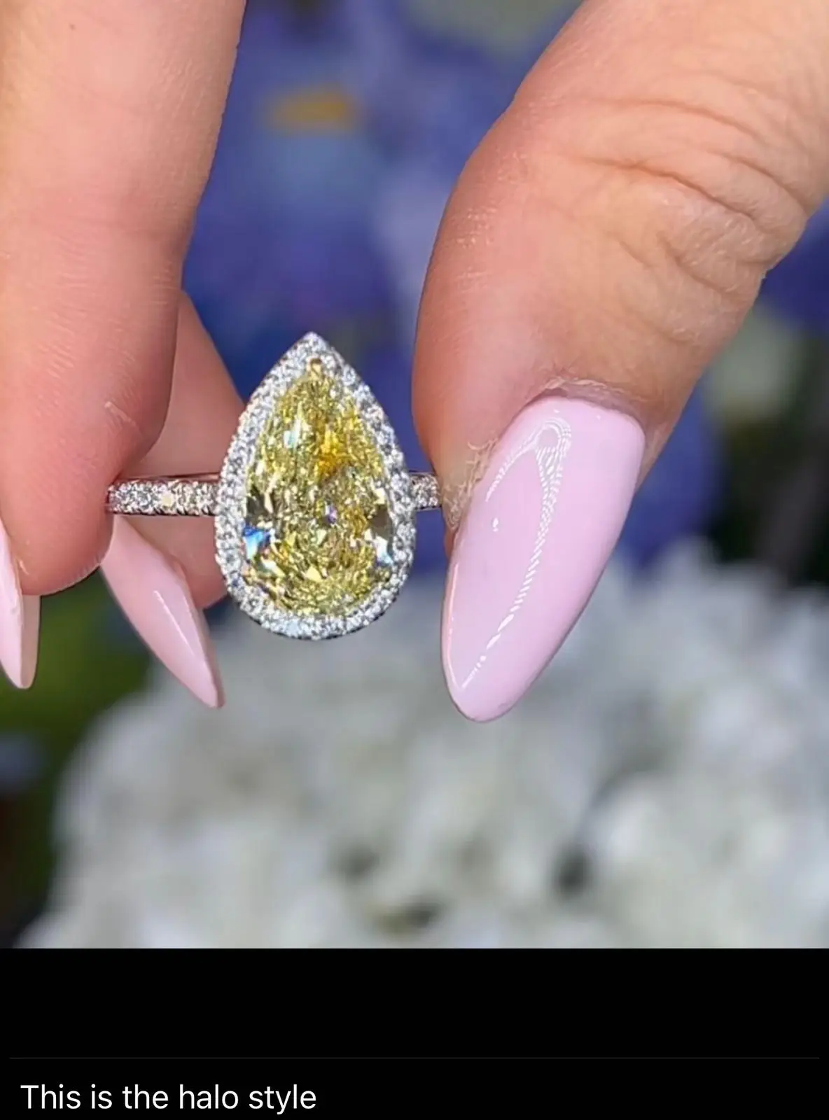 

Custom Jewelry Order Micro Pave Full Band With Halo 925 Silver 10K 14K Solid Ring Crushed Ice Pear Canary Yellow Moissanite
