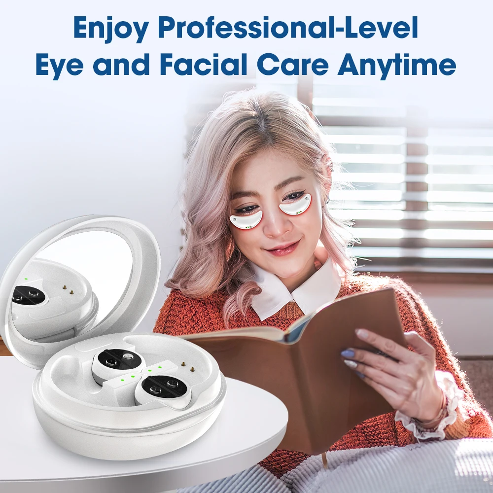 EMS Eye Facial Massager 660nm Red Light Heating Therapy Reduce Skin Fine Lines Dark Circles Anti-Wrinkle Firming Skin Care