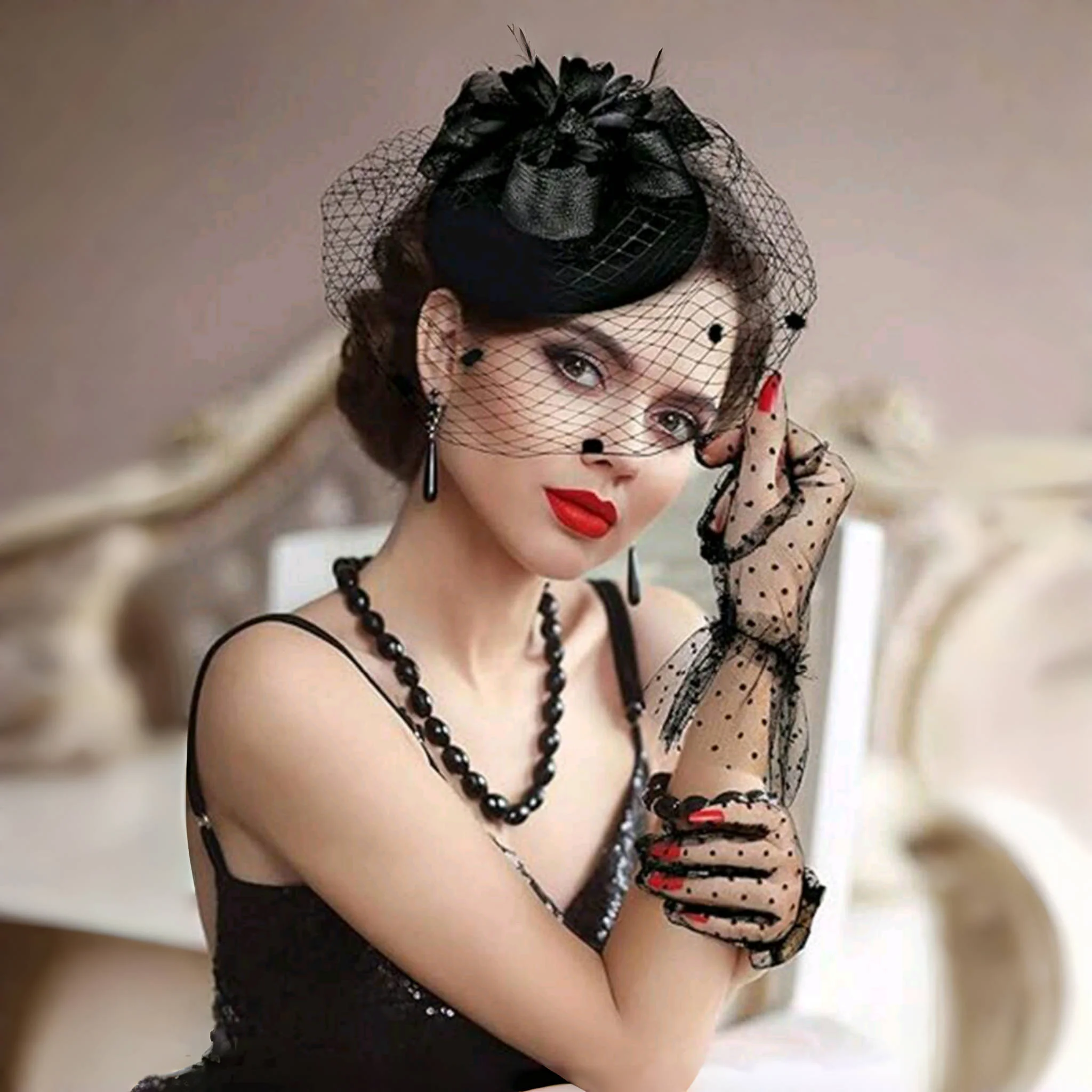Bride Headband Wedding Hat With Veil and Clip Fashion Hat