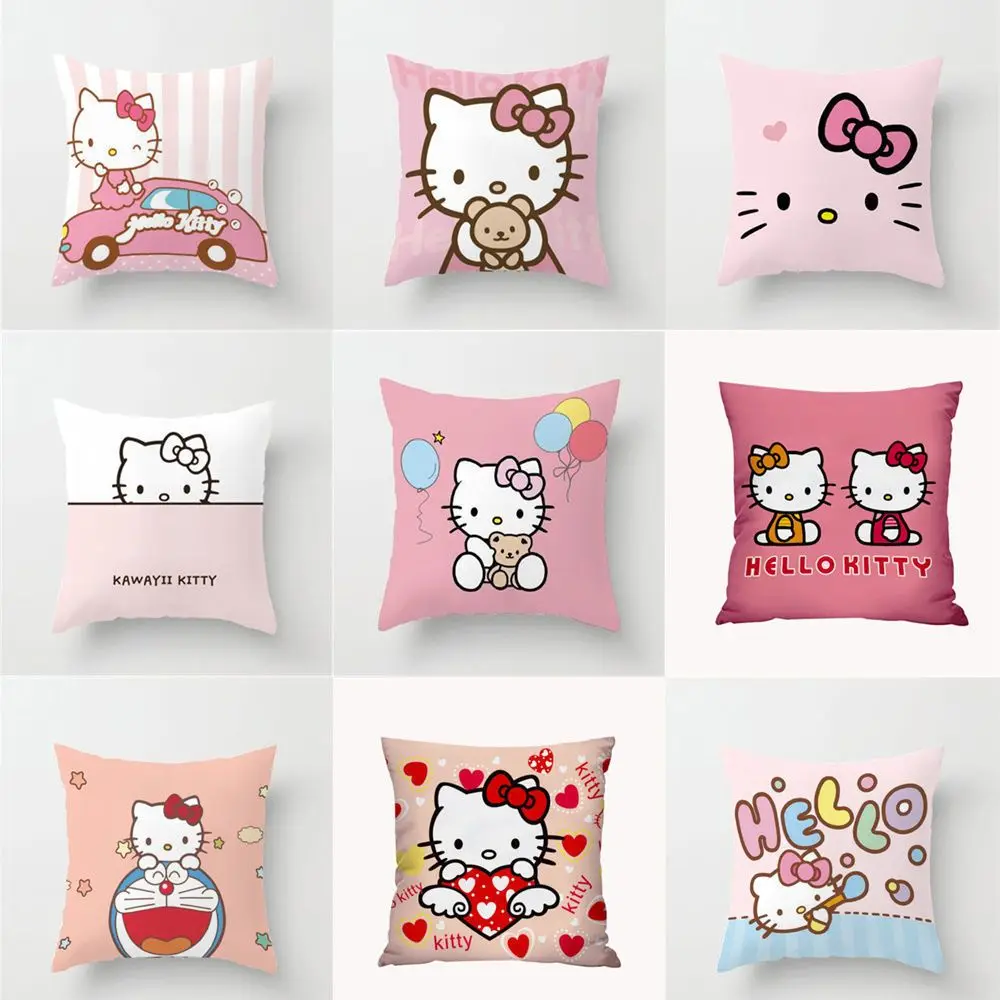 

HelloKitty Cartoon Throw Pillow Dorm Bedroom Cute Cushion Gift Pillow Sofa Car Pillow 45CM*45CM
