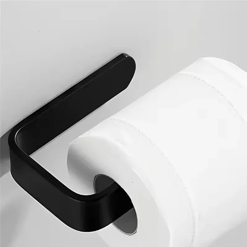 Self-adhesive Wall Mounted Towel Rack Bathroom Towels Holder Hanger Without Punching Toilet Paper Holder