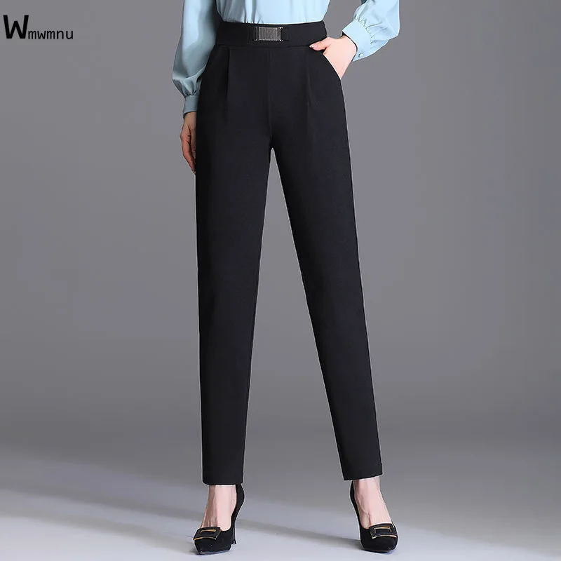 AEL Lady High-waisted slimming micro-trumpet casual pants suit pants black high-grade female autumn