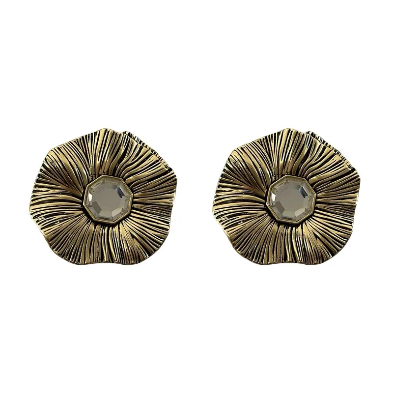 Vintage Fashion Earrings Light Luxury Flowers Atmospheric Ear Clips For Women Aretes De Mujer Pendientes Boucle D’Oreille