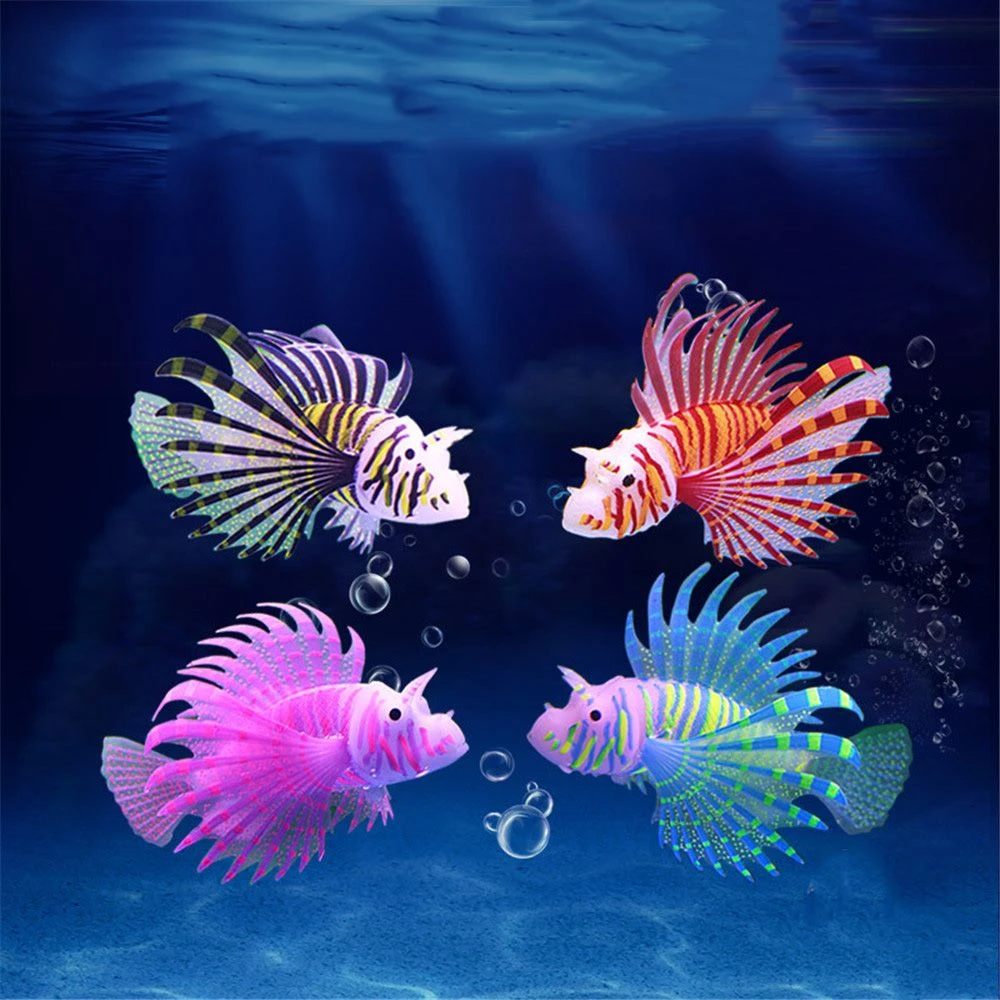 小さな水族館 人工 明るい 偽のシリコーンの水槽の風景 夜に浮かぶ魚 家の装飾 装飾 Aliexpress