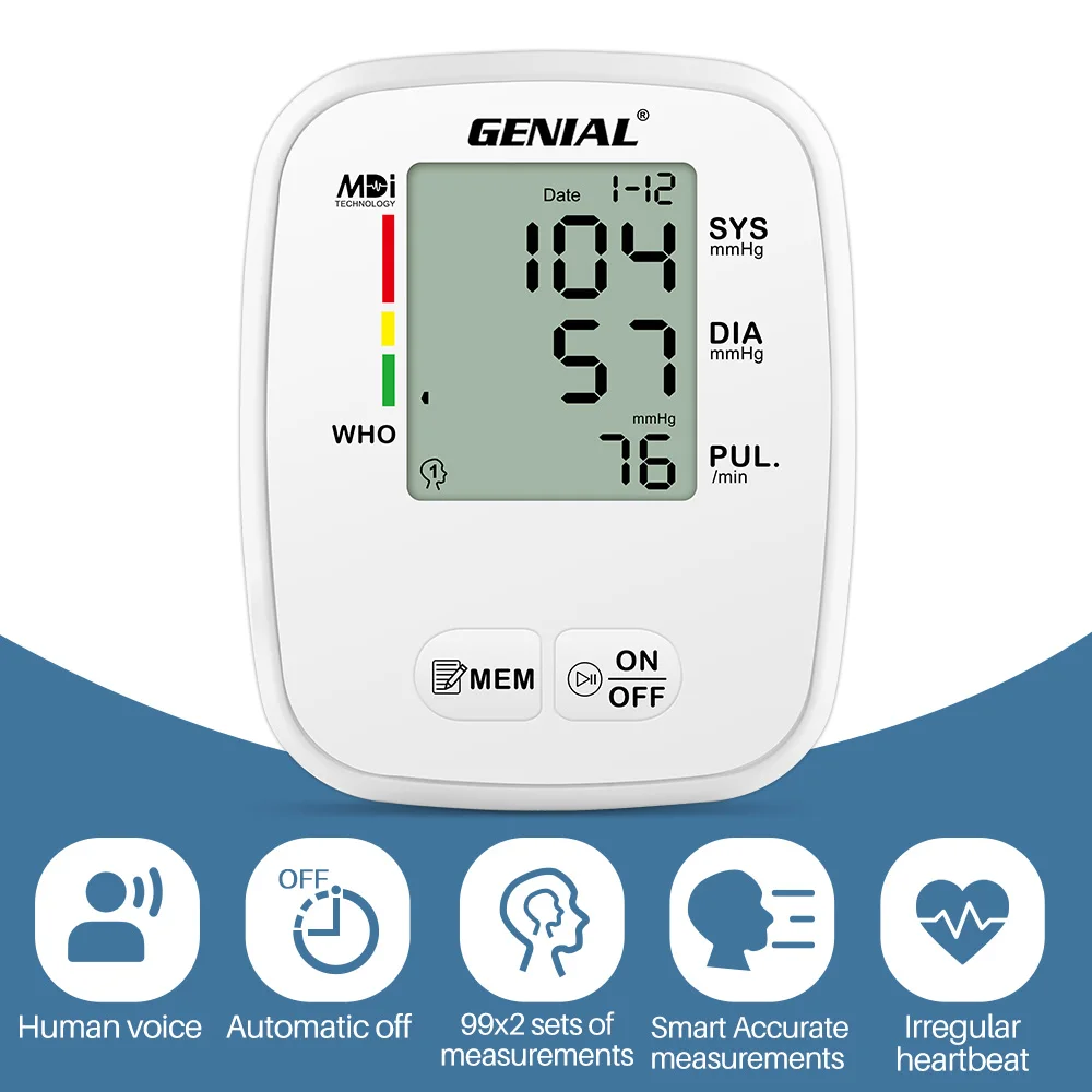 Upper Arm Blood Pressure Monitor with LED