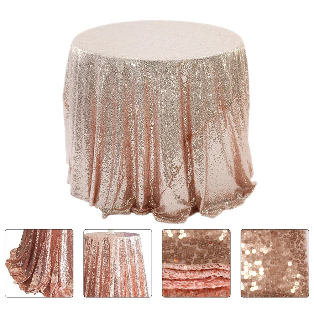 

Sequin Tablecloth Round Shape Sequined Rose Gold Decorate Wedding Sequins Polyester