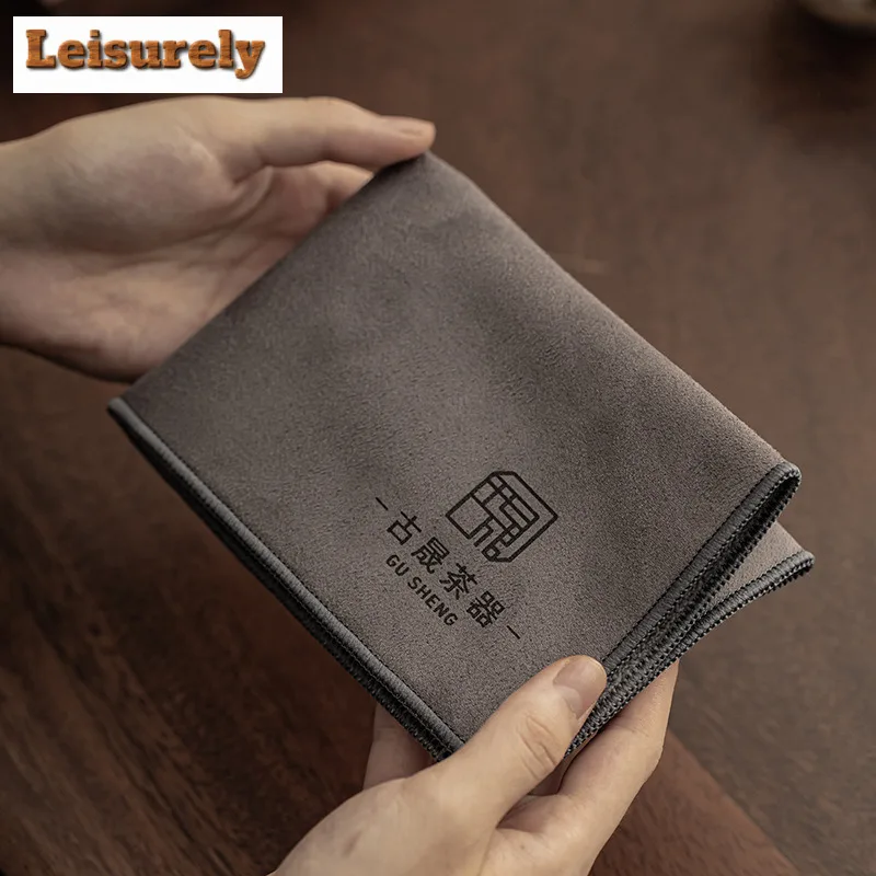 Chinese Double-sided Tea Towel Cleaning Cloth Tea Mat Thickened Absorbent Rag Soft Cotton Kitchen Towel Kung Fu Tea Accessories