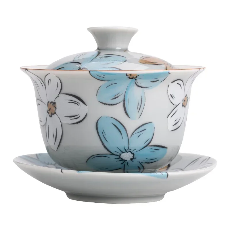 Japanese Cherry Blossom Ceramic Gaiwan Tea Brewing Household Kung Fu Tea Ceremony Bowl Single Bowl Cover The