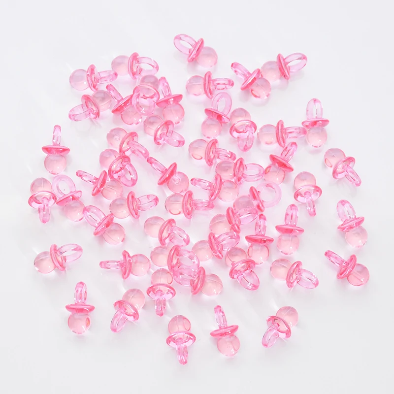 50/100 Stück Mini Acryl Blau Rosa Schnuller Nippel Konfetti Geschlecht offenbaren Tischstreuung für Babyparty Geburtstag Party Dekoration – Detail 7