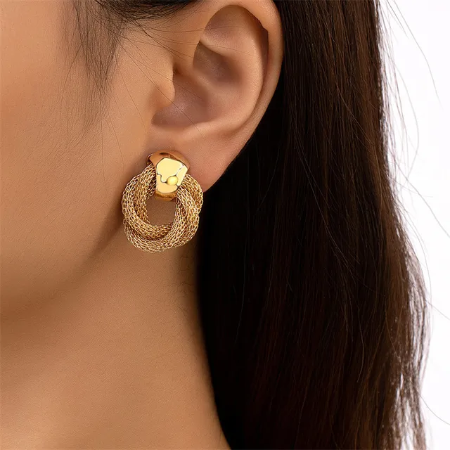 Vintage Metallic Twisted weaving Round Circle Dangle Earrings 2025 New Fashion Wedding Party Drop Earrings for Woman Jewelry 1