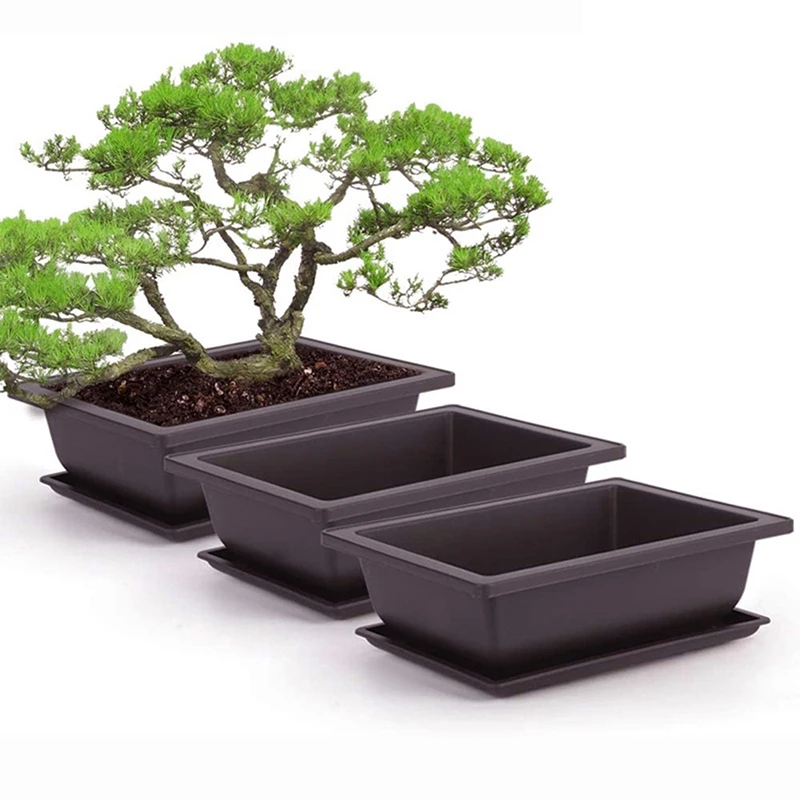 1Pc Flower Pot Imitation Plastic Balcony Square Pots Flower Bonsai Bowl Nursery Basin Planter Imitation Rectangle