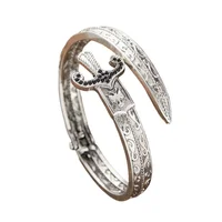Fashion Exquisite Carving Retro Pattern Set Zirconia Sword Shape Bracelet Ring Men Women Personality Charm Adjustable Jewellery - Image 6
