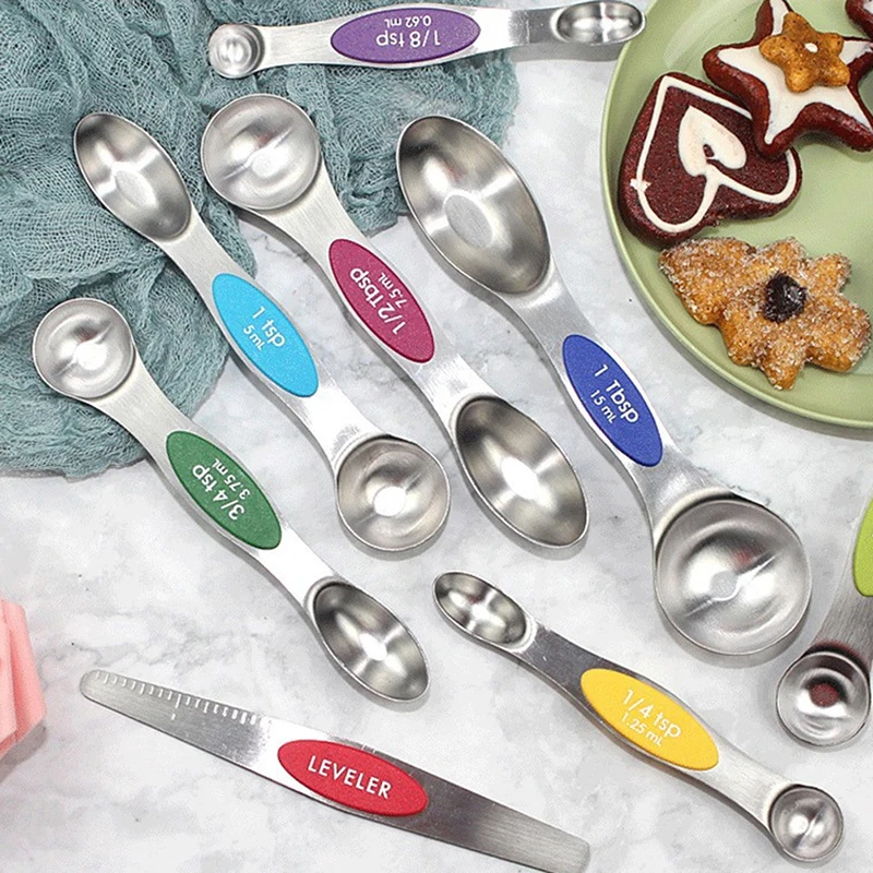 6 Pcs Magnetic Measuring Spoons Set Stainless Steel Dual Sided Stackable  Teaspoons Tablespoons For Dry Or Liquid Fits In Spice - Measuring Spoons -  AliExpress