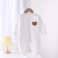 Baby Rompers for Boys Girls Newborn Bodysuit & One Piece Solid Color 100 Cotton 0-24M Long Sleeve Loungewear Outfit 4
