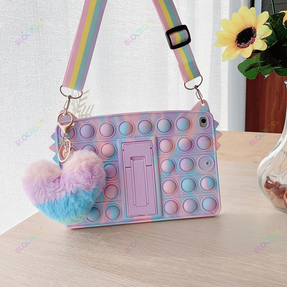 For iPad10.2" 8th 9th Gen Case Pop Push It Bubble kids Case for Ipad 9.7" Air5 10th Gen 10.9" Pro11 Soft Silicone Stand