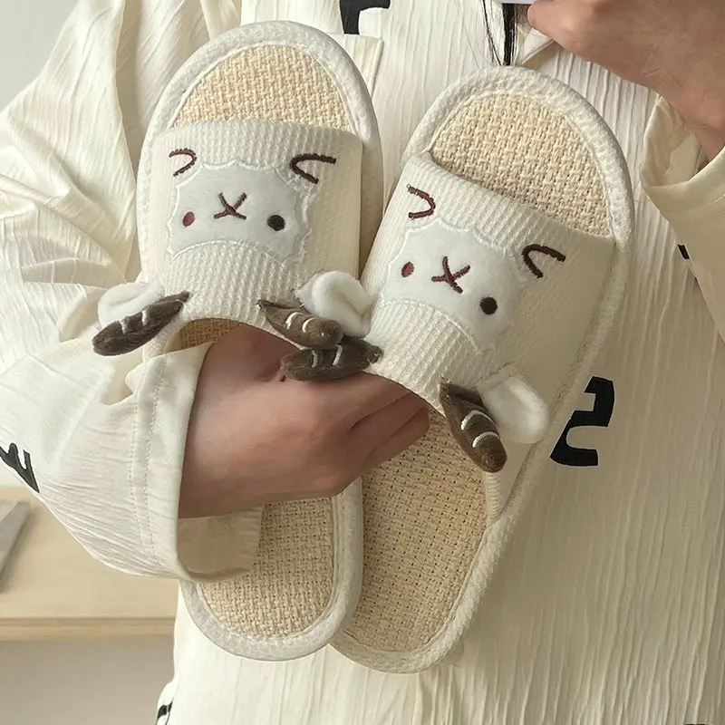 A98 Level 4 linen slippers for women's home, breathable, sweat-absorbent, indoor, nlip, soft-soled, cute, deodorant, household c