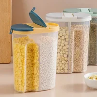 M/L Double Grid Cereals Jar Plastic Food Storage Container Kitchen Organizer Eco Friendly Cookie Box Dried Grains Tank with Lids 1