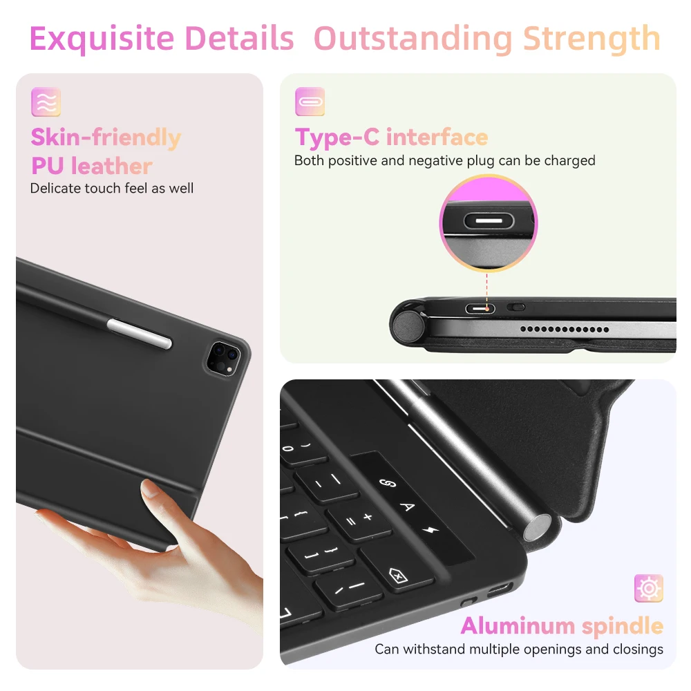Tablet Keyboard Case Magic Keyboard for iPad Pro 11 iPad Air 4/5/6 10th Gen 12.9 13