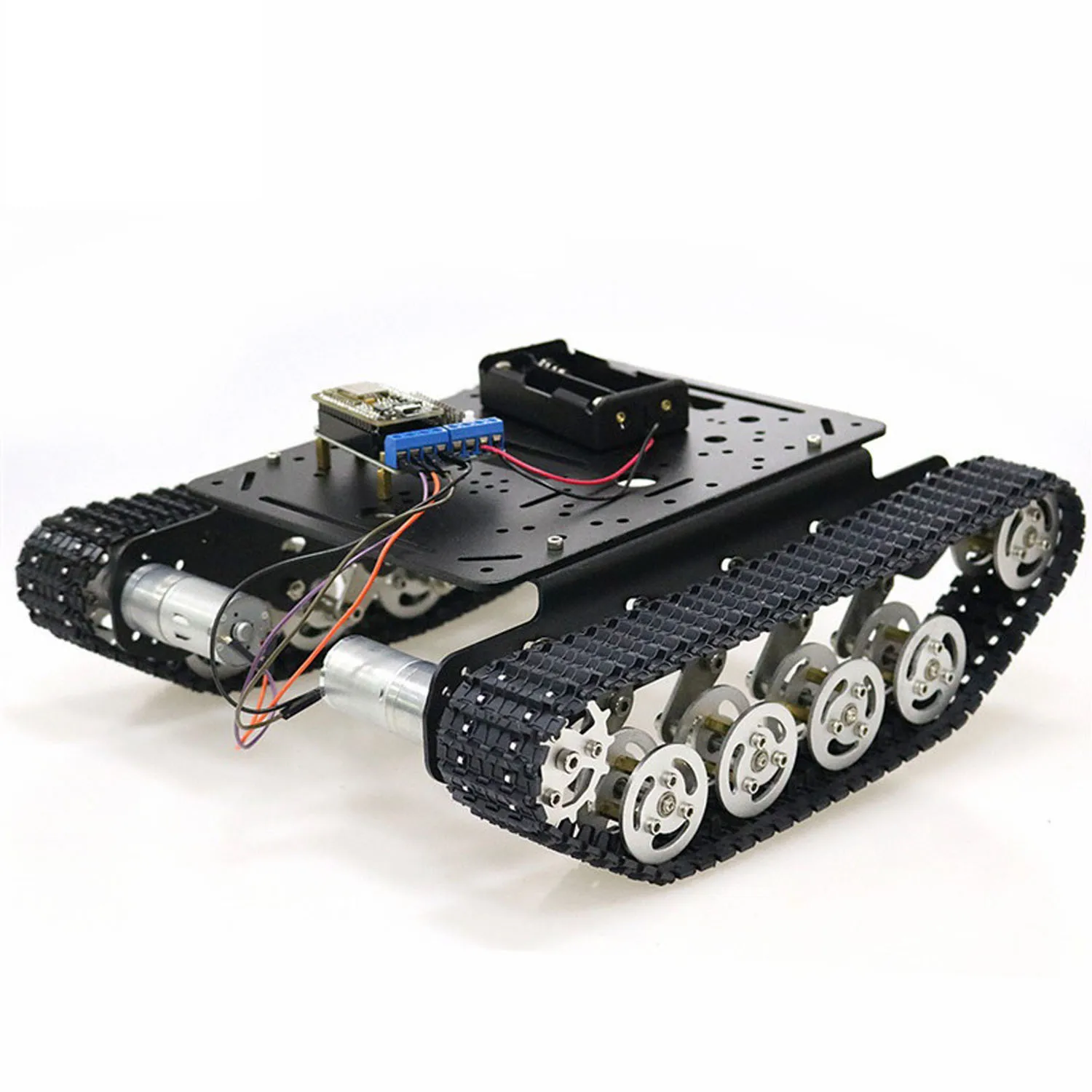 ESP8266 WiFi 제어 충격 흡수 Nodemcu 개발 보드 + L293D 모터 드라이버 보드가있는 스마트 로봇 탱크 섀시 DIY TS100
