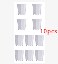Octagonal White Flower Pots for Succulents and Plants (Set of Assorted Sizes) (White-10cs)