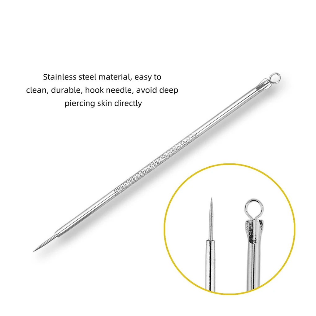 

Four in One Silver Blackhead Remover Stainless Steel Pimple Popper Tool Kit Pore Extractor Beauty Tools Acne Blemish