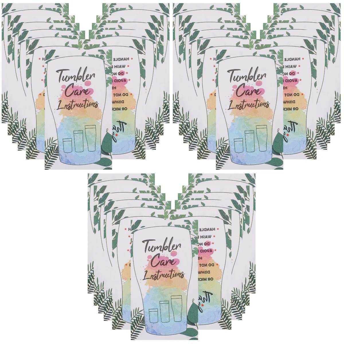 

300 Sheets Glass Care Card Tumbler Instructions Sticker Tabs Customer Cup Cards Sublimation