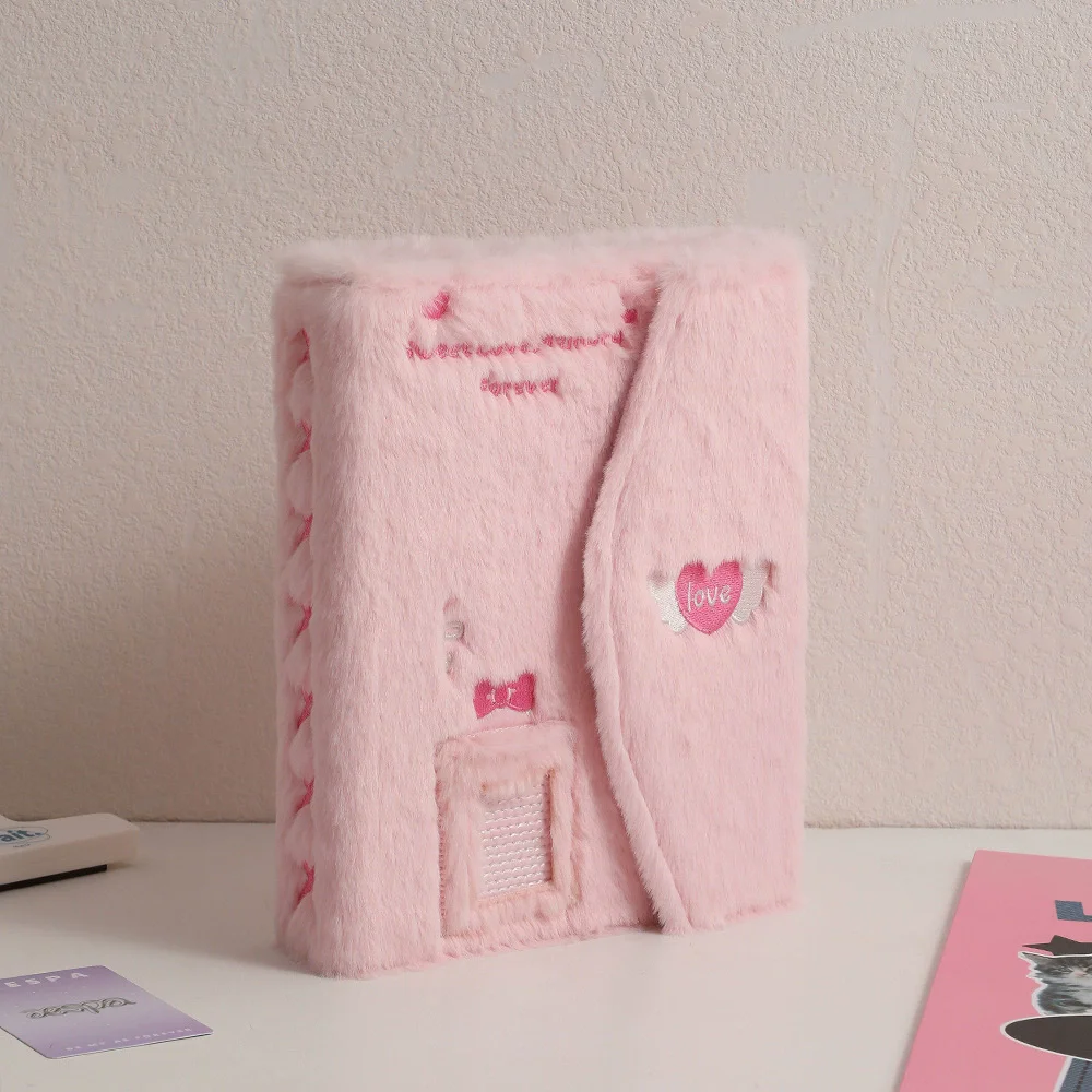 Plush Embroidered Polaroid Card Storage Album with 4-Grid Holders