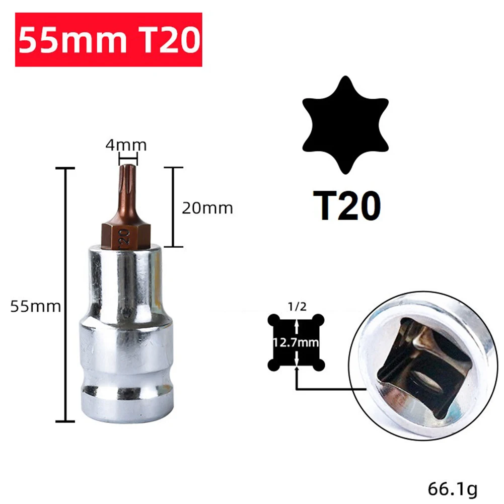 1pc T20-T70 Hex Kopf Schraubendreher Bit Torx Bit Steckdosen 1/2 zoll Steckschlüssel Schlitz Spitze Schraubendreher Bit Hand werkzeuge – Detail 6