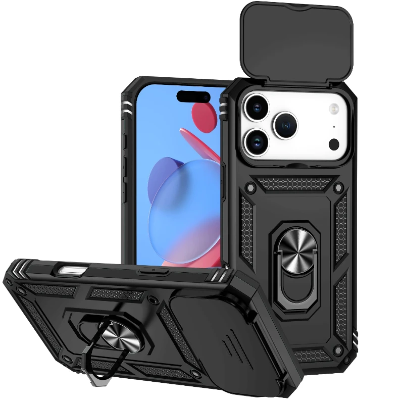 Shockproof Armor Phone Case with Slide Camera Protection and Enhanced Durability
