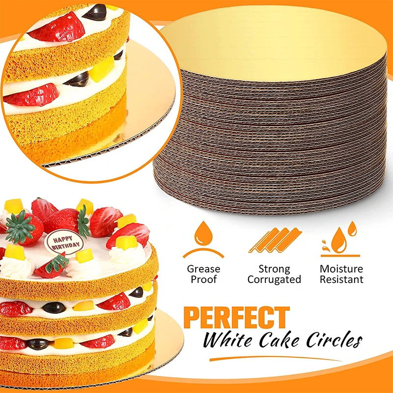 4 Vassoi Rotondi Per Torte Oro: 15, 20, 25, 30 Cm – Piatti Da Portata In Cartone Robusti E Compostabili - 2