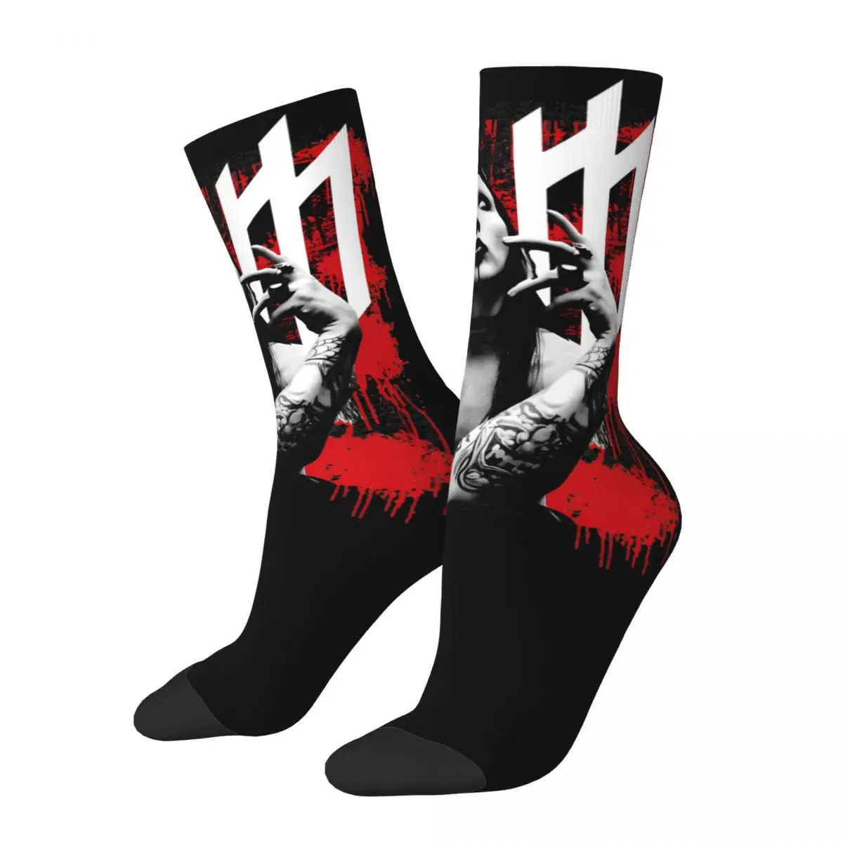 

Crazy Unisex Socks Marilyn Manson Bloody Pervert Black Accessories Cute High Quality Stockings All Season