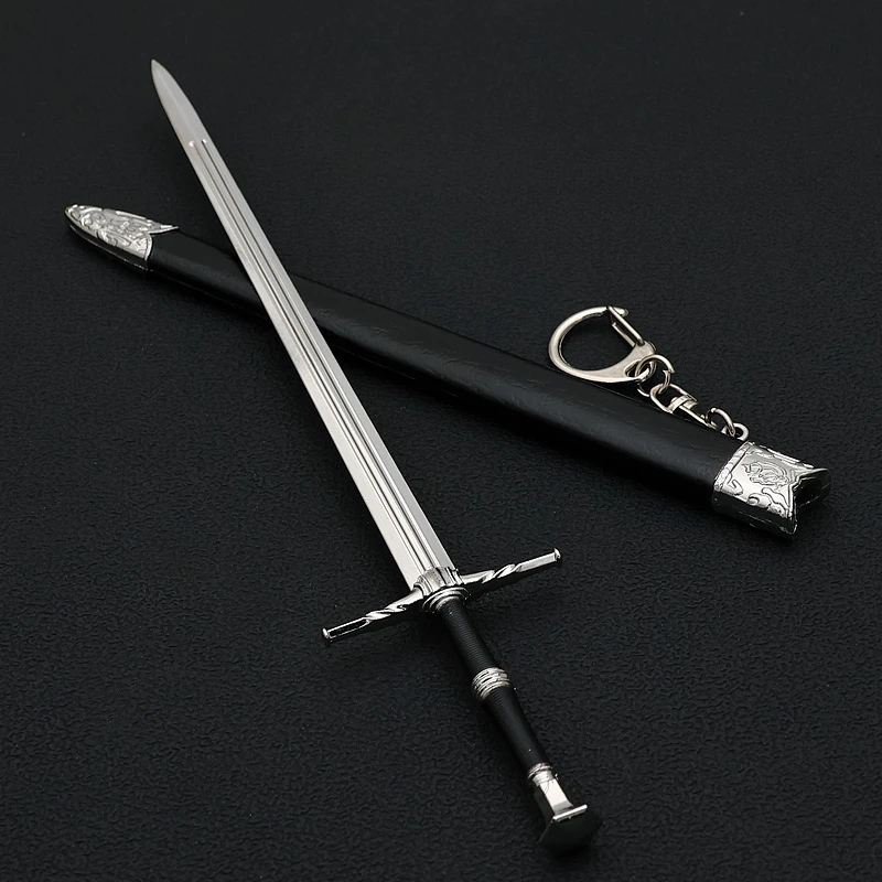 22cm The Witchers Enhanced Edition White Wolf Steel Long Sword Butcher of Blaviken Exotic Beast Game Metal Sword Weapon Gift Toy 2