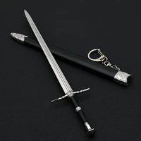 22cm The Witchers Enhanced Edition White Wolf Steel Long Sword Butcher of Blaviken Exotic Beast Game Metal Sword Weapon Gift Toy 2