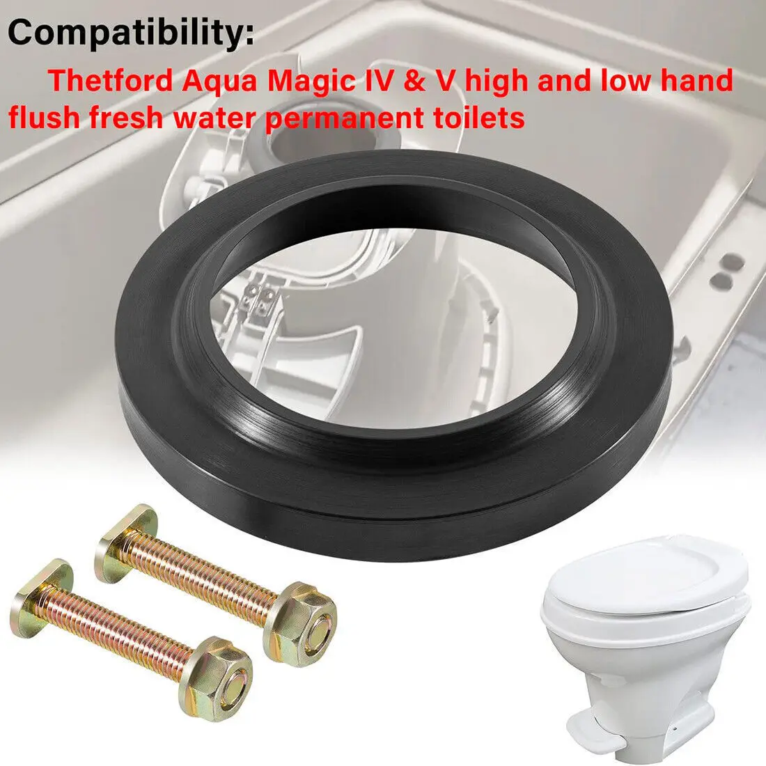 Description Picture 2 of item12524 Closet Bolt Kit, Compatible with Thetford Aqua Magic IV & V High and Low Hand Flush Fresh Water Permanent Toilets