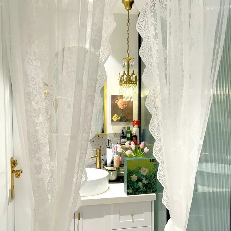 Sheer Curtains For Living Room Bedroom Window INS Pastoral French Lace Tulle Curtain Drapes Home Decor sheer curtains,window curtains,decor curtains,lace curtains,light filtering curtains