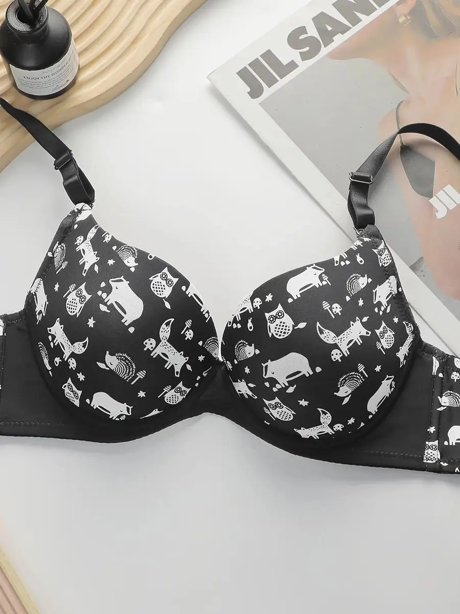 Women's Sexy Cartoon Design With Steel Ring Gathering Push Up Underwear Daily Casual And Comfortable Close Fitting Bra B6052 3