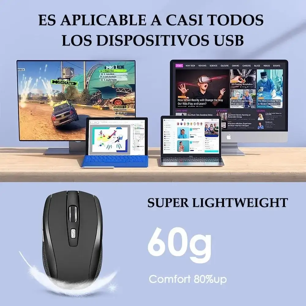 Ergonomic Wireless Silent Optical Gaming Mouse with Adjustable DPI
