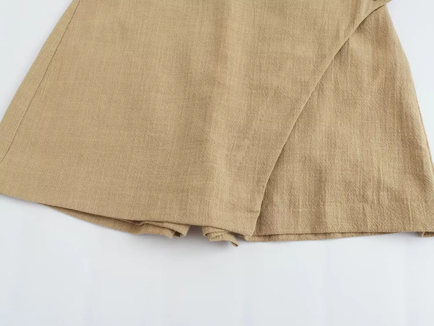 Withered Summer Ladies Bermuda French Country Style Cotton Linen Texture Casual Asymmetric Culottes Elegant Shorts Women