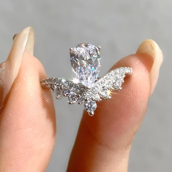 Luxury 1.5ct Water Drop Moissanite Ring GRA Certificate Laboratory Diamond Rings Women's Wedding Jewelry 18K Gold Plated S925 Si 5